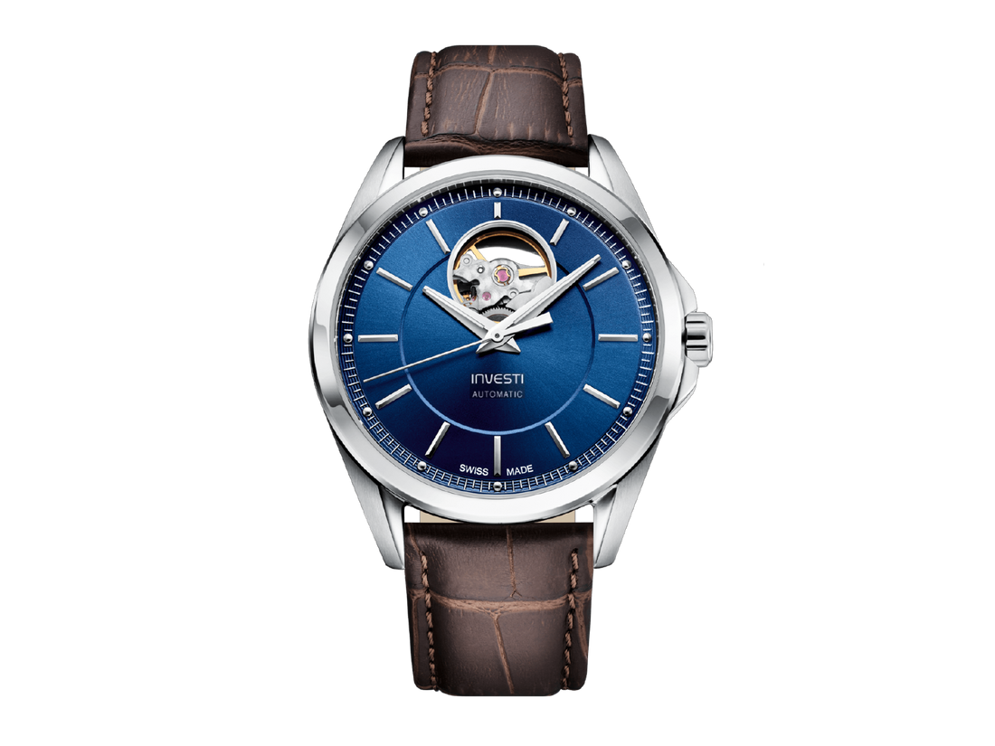 INVESTI BLUE DIAL - SWISS MADE - OPEN HEART WATCH